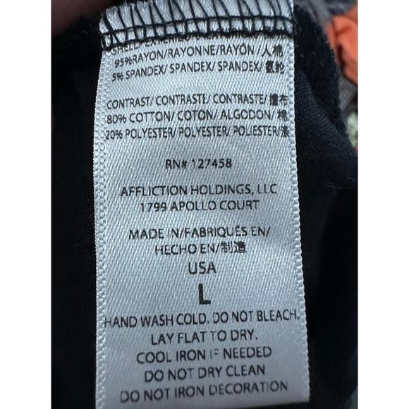 AFFLICTION Death Spade Chrome T-Shirt Blue Braided Back Tee Women’s Sz XL - NWT - Picture 5 of 5